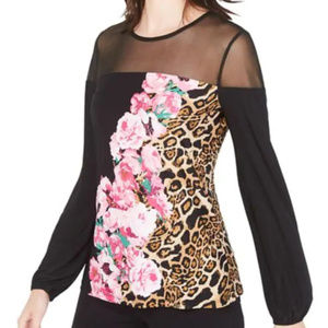 nwt Leopard Flower Top black/multi L